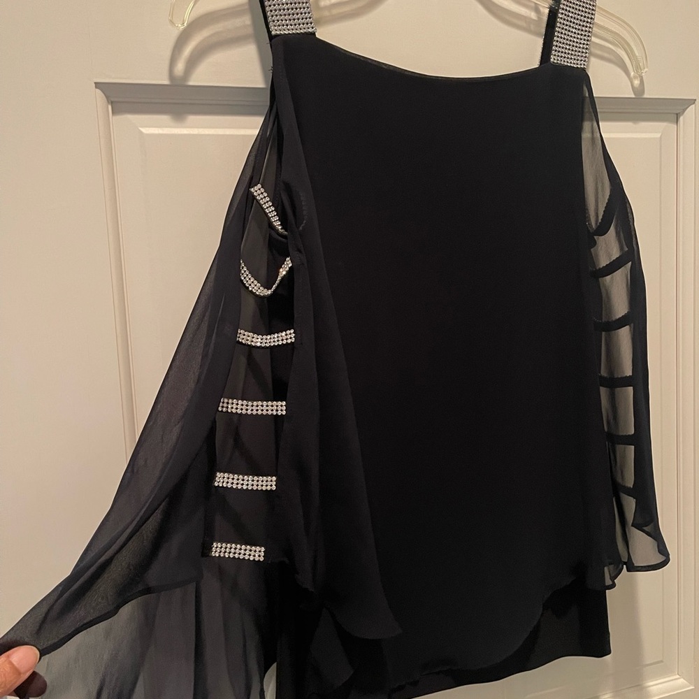 MSK Black Sleeveless Blouse with Silver Accents